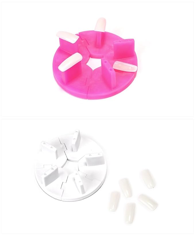 Removable False Nail Art Tips Practice Display Stand Tool with Nail Tips Nail Training Frame for Gel Nail Polish DIY Nail Training Tools(milky white)