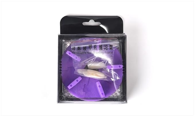 Removable False Nail Art Tips Practice Display Stand Tool with Nail Tips Nail Training Frame for Gel Nail Polish DIY Nail Training Tools (Purple)
