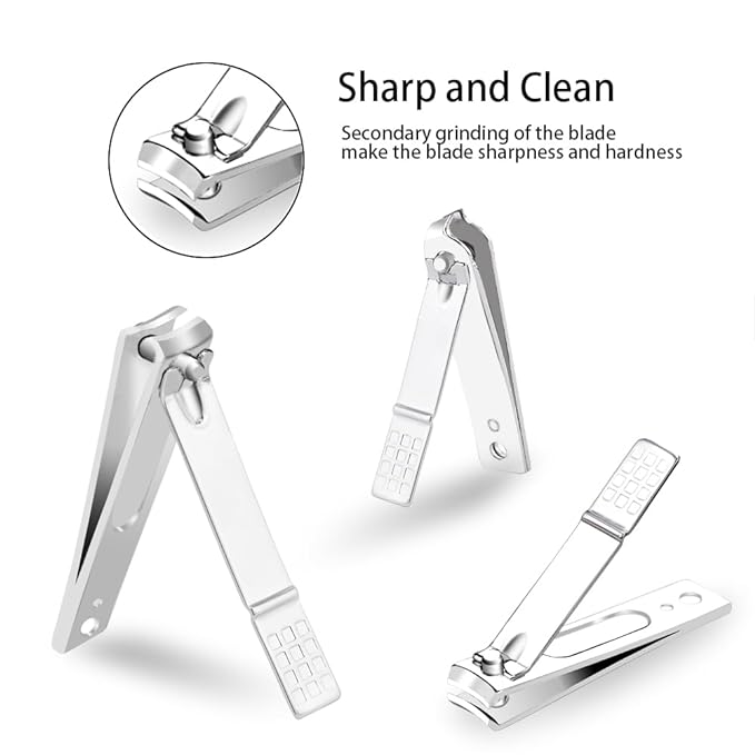 ZIZZON Nail Clippers Kit Manicure Pedicure Set with Holographic Case(Pink)