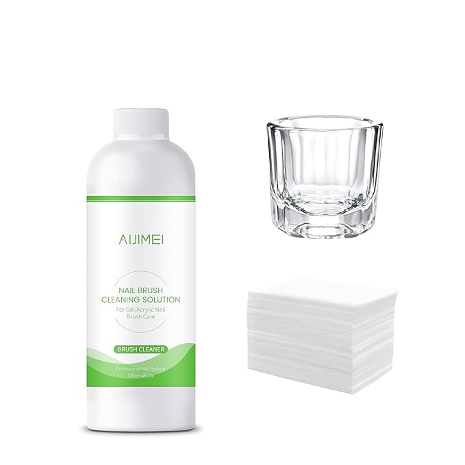 AIJIMEI Nail Brush Cleaner 120ml Acrylic Nail Brush Cleaner kit for Efficient Nail Art Brush Cleaning Quick Gel Removal Suitable for Professional and Home