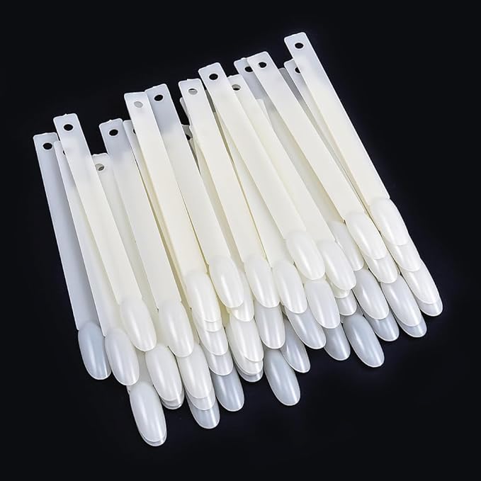 Blinginbox Natural 150PCS Nail Swatches Sticks with Ring, False Nail Sample Sticks for Nail Art Polish Color Practice Fan-shaped Display,False Nail Sample Stick.