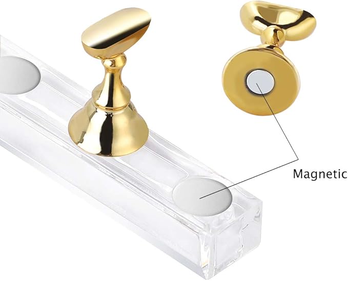 Etercycle Acrylic Nail Display Stand DIY Nail Crystal Holder Magnetic Practice Stands with Reusable Adhesive Putty Clay for False Nail Tip Manicure Tool (2 Sliver)