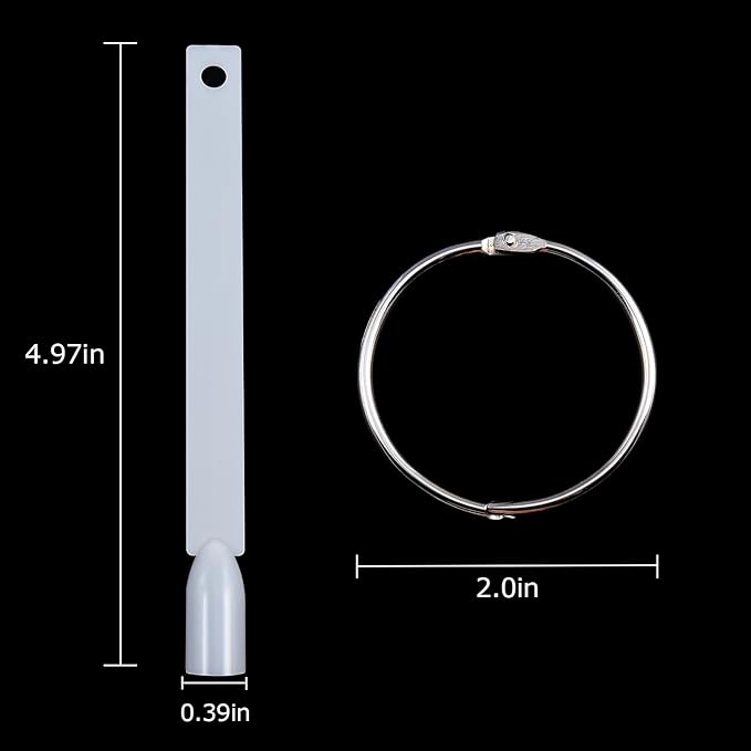 Blinginbox square Natural 150PCS Nail Swatches Sticks with Ring, False Nail Sample Sticks for Nail Art Polish Color Practice Fan-shaped Display,False Nail Sample Stick.