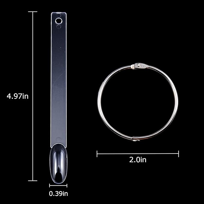 Blinginbox Clear Round 150PCS Nail Swatches Sticks with Ring, False Nail Sample Sticks for Nail Art Polish Color Practice Fan-shaped Display,False Nail Sample Stick.