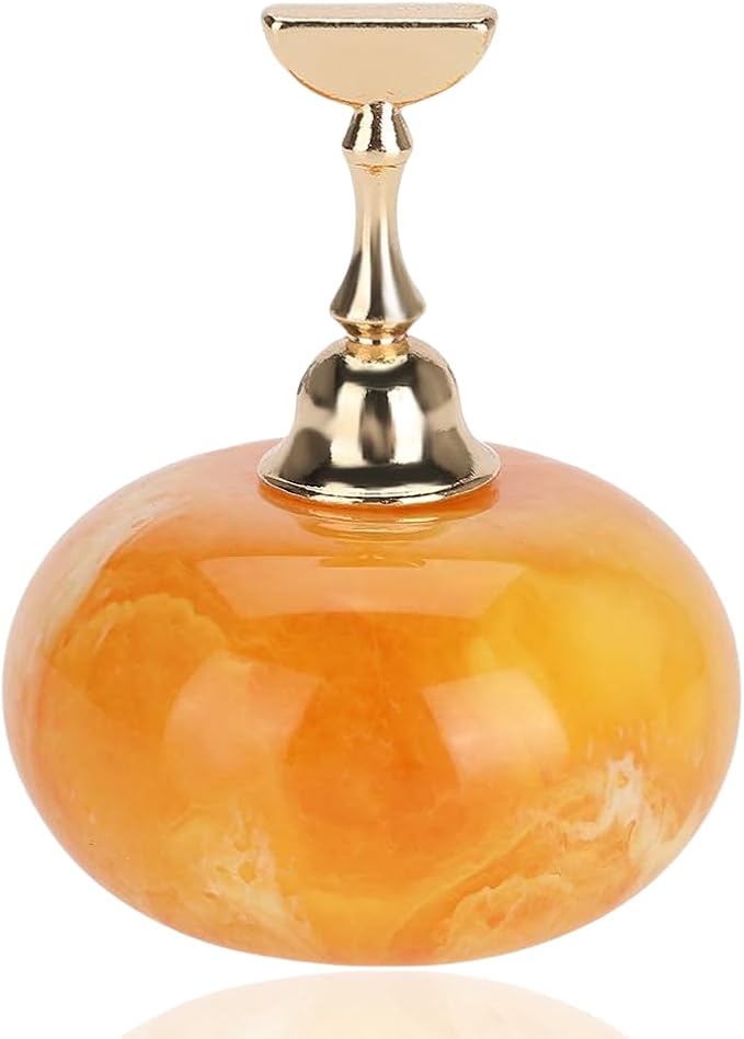 Dioche Nail Display Stand, Nail Tips Practice Holder Manicure Display Practice Stand Shelf Nail Holders for Painting Nails Magnetic Golden Base Practical Nail Accessories (Amber + Gold Base)