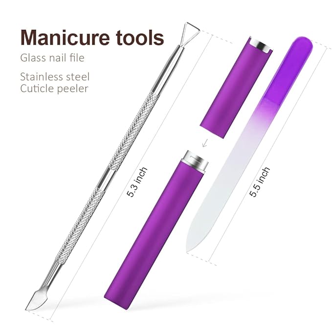 Gel Nail Polish Remover Tools Kit With Fingernail &Toenail Nail Clips, Nail Cotton Pads, Cuticle Peeler, Glass Nail File Nails Remover Tool Kit