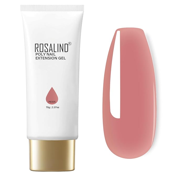ROSALIND Rose Pink Poly Nail Gel, 2.37oz/70g Nail Extension Gel Nude Builder Enhancement,Thickening Strengthener 3D Molding Gels for Beginner & Professional Salon DIY Use