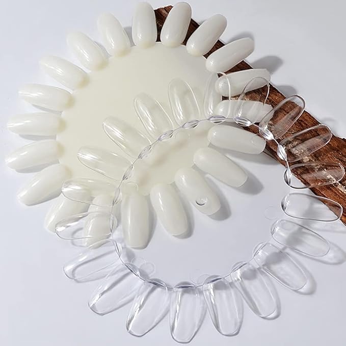 180Pcs Transparent Nail in 1 Swatch Wheel, Nail Art Polish Practice Display Tips Nail Sample Sticks, for Home DIY Manicure Nail Swatches