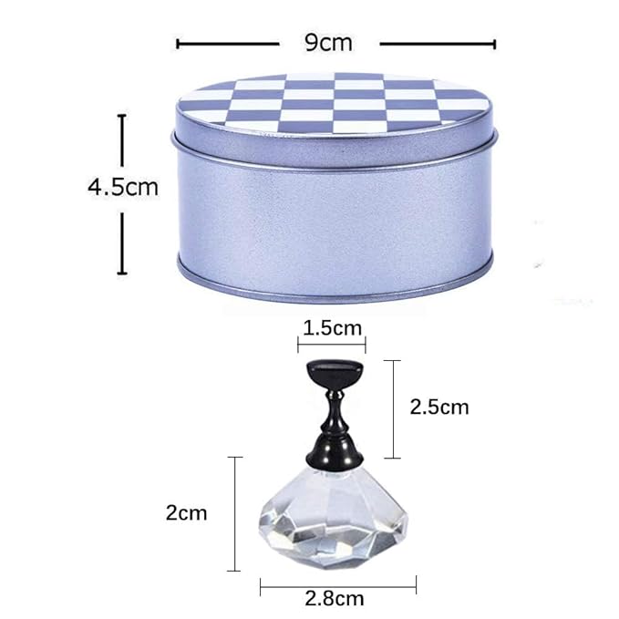 Kalolary Nail Art Display Stand - Magnetic Tips Holder, Crystal Holder, Chessboard, DIY Practice Stand (Transparent)