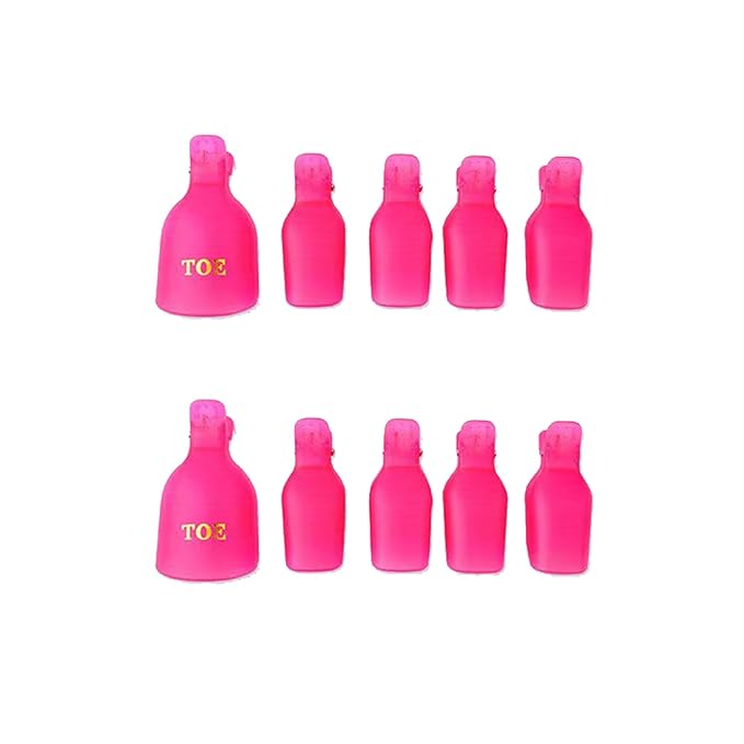 (10 Pcs Pink Toenail) Plastic Acrylic Nail Art Soak Off Cap Clip UV Gel Polish Remover Wrap Tool Gel Nail Polish Remover Clips for Fingernail Removal Soak Off Clips Wrap Cleaner Cap Clip