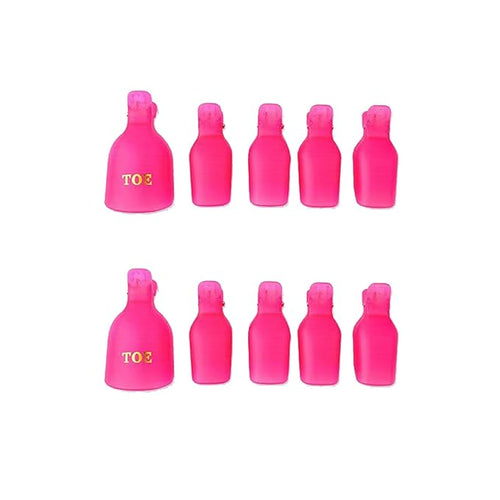 (10 Pcs Pink Toenail) Plastic Acrylic Nail Art Soak Off Cap Clip UV Gel Polish Remover Wrap Tool Gel Nail Polish Remover Clips for Fingernail Removal Soak Off Clips Wrap Cleaner Cap Clip