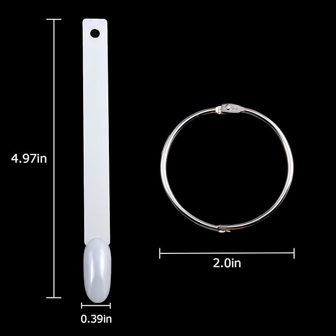 Blinginbox Round Natural 150PCS Nail Swatches Sticks with Ring, False Nail Sample Sticks for Nail Art Polish Color Practice Fan-shaped Display,False Nail Sample Stick.