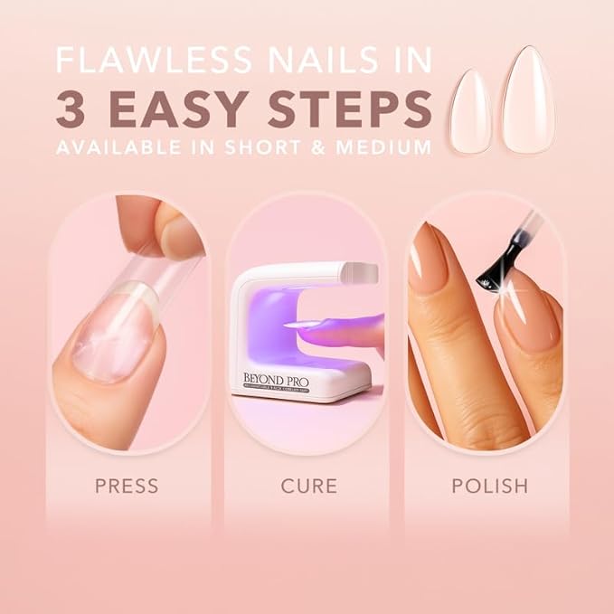 Kiara Sky Gelly Tips Starter Kit | Includes Prep, Primer, Builder, Top Coat, Tips | Almond Medium