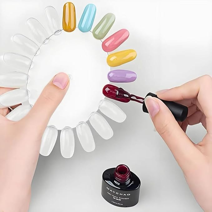 20 Pcs Nail Swatches Wheels Plastic Manicure Display for Polish Color Testing Art Practice, 5.2x4.4 Inch Wheel with 20 Tips