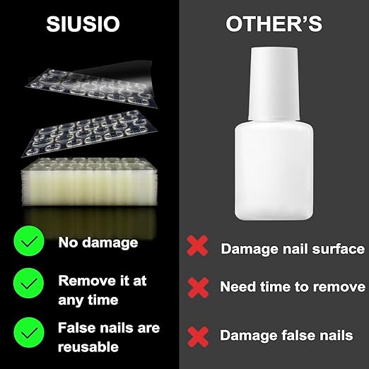 SIUSIO 840 PCS Thin Breathable Nail Adhesive Tabs False Nail Tips 35 Sheets Super Sticky Double Sided Jelly Adhesive Tabs Nail Glue for Manicure Fake Nail-12 Sizes