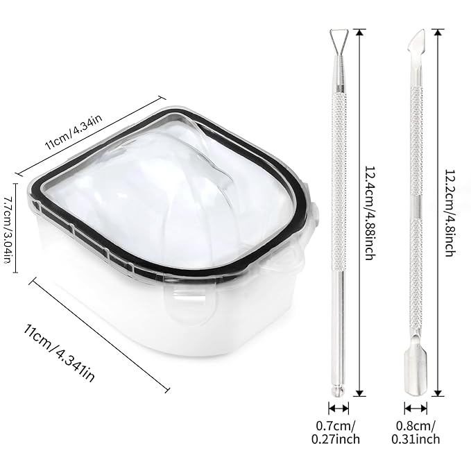 Nail Soaking Bowl, Soak Off Gel Polish Dip Powder Remover Hand Acetone Nail Soak Off Bowl Manicure Bowl with Triangle Cuticle Peeler and Stainless Steel Cuticle Pusher Nail Art Tool (Black-3PCS Set)