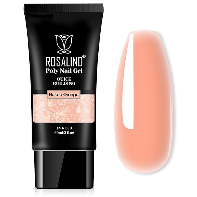 ROSALIND 2 oz Nude Poly Nail Gel, Fall Poly Extension Orange Gel Poly Builder Nude Nail Quick Building Acrylic NailsThickening Nail Art Design Natural