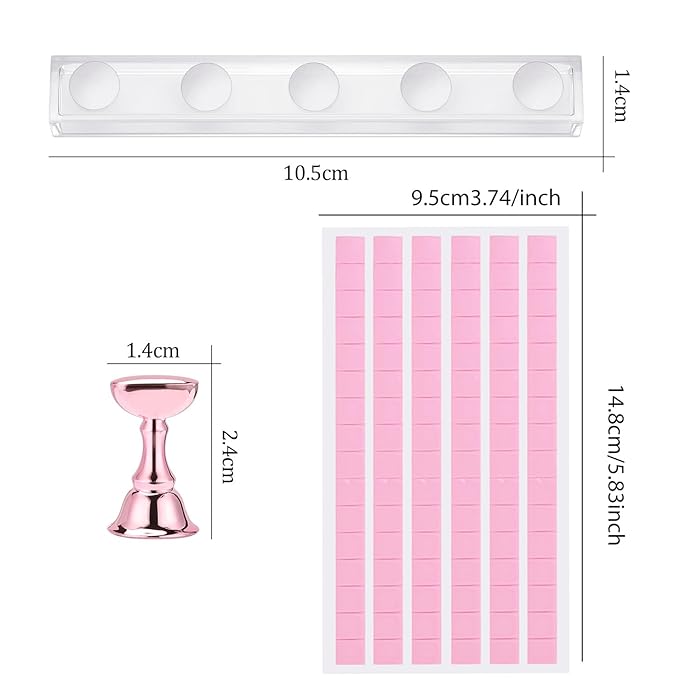 Etercycle Nail Stand Press On Nail Stand Nail Holder for Painting Nails Magnetic Nail Tips Practice Stands with 80Pcs Reusable Putty (Pink)