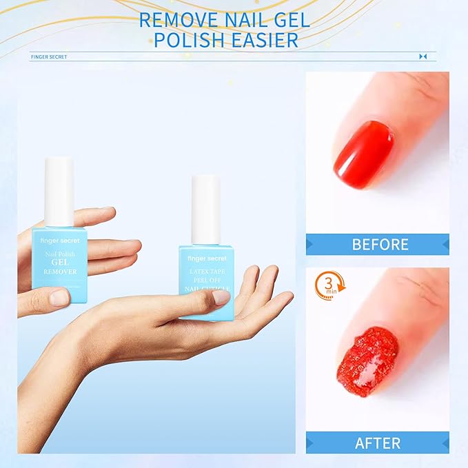 Gel Nail Polish Remover Kit: nail care with Nail Polish Remover,Nail file and Pusher, acrylic nail remover professional remover for gel nail polish for Nail Gel -15ml