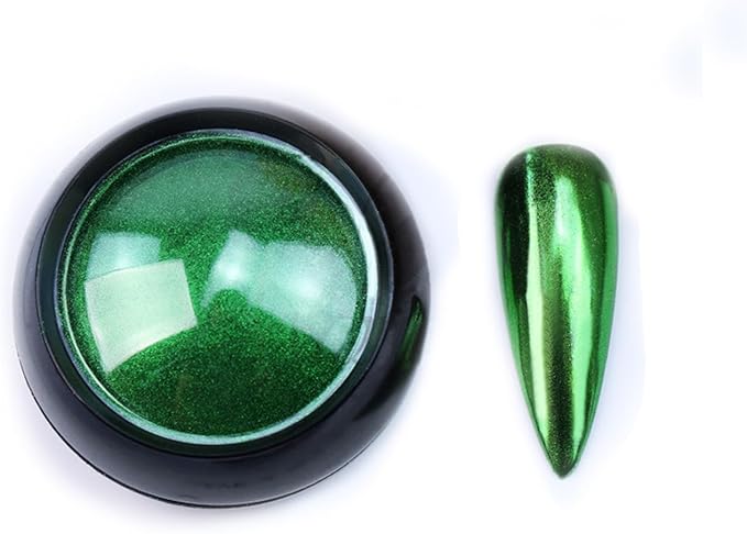 1 Box Mirror Nail Art Glitter Powder Holographic Metallic Gold Sliver Dust Sequins UV Gel Nail Chrome Pigment Decoration (Green)