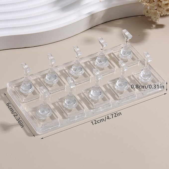 Nail Stand for Press On Nails Art Display Practice, Non-mangnetic Acrylic Stand Holder for Practice Tips with 200pcs Clear Reusable Adhesive, Beginner Nails Arts Kit Accessories DIY Tool