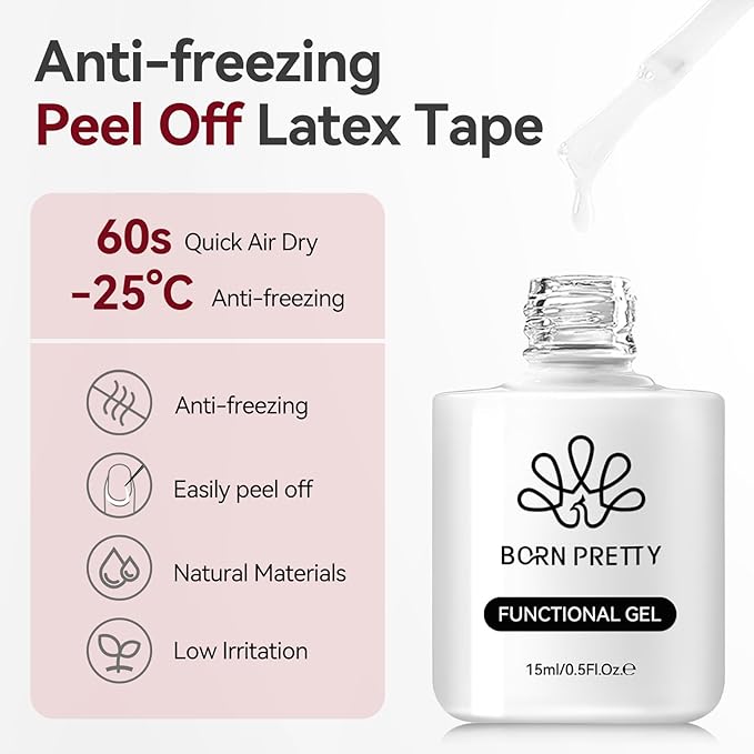 Born Pretty Liquid Latex for Nails,15ml Peel off Cuticle Guard for Nail Polish Air-Dry Liquid Latex Barrier Protector Nails Art Design