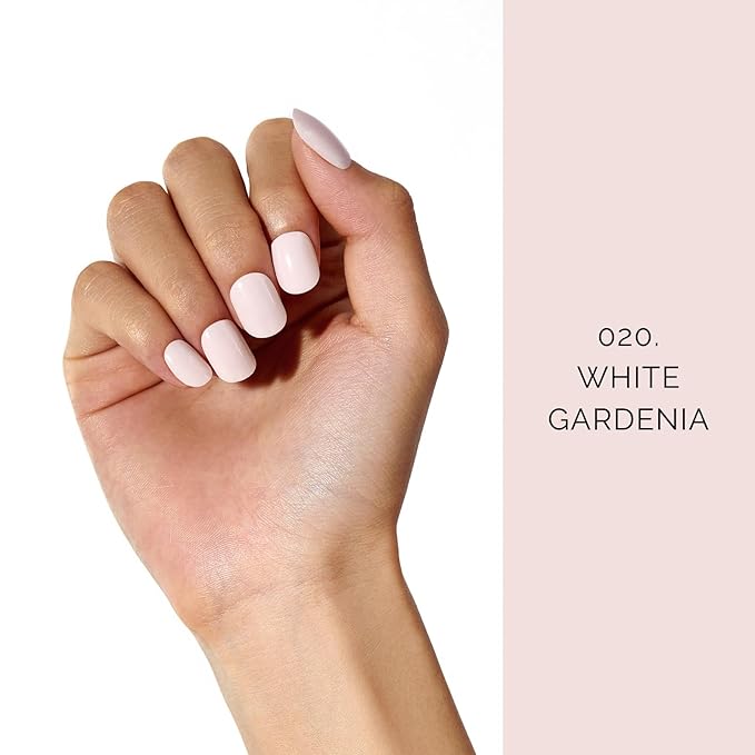 NAILOG Semi Cured Gel Nail Strips, 20Pcs Light Cream Gel Nail Stickers, Salon Quality Easy Apply & Remove Works with Any UV/LED Nail Lamps, White Gardenia