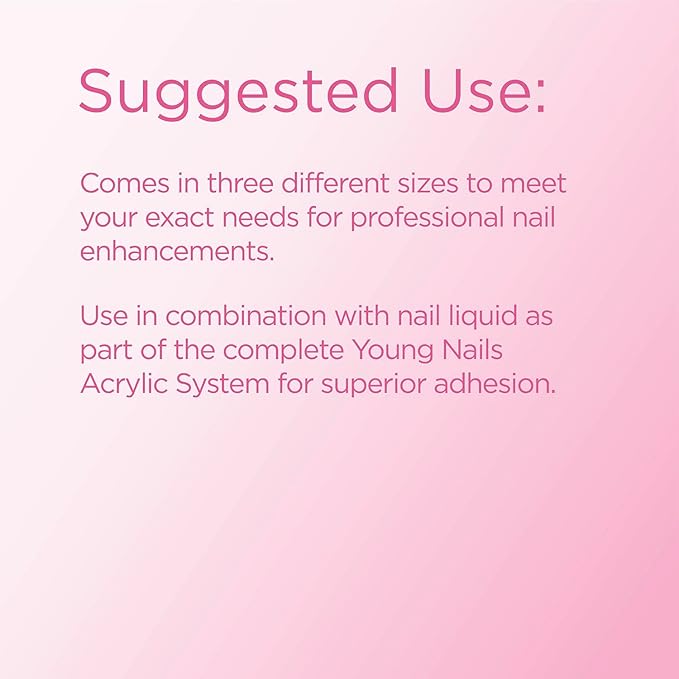 Young Nails Acrylic Core Powder - Self-Leveling Acrylic Nail Powder, Clear Nude Pink White Acrylic Powder for Nail Extenstion, Professional Grade, Superior Adhesion, Color - Pink, 45g