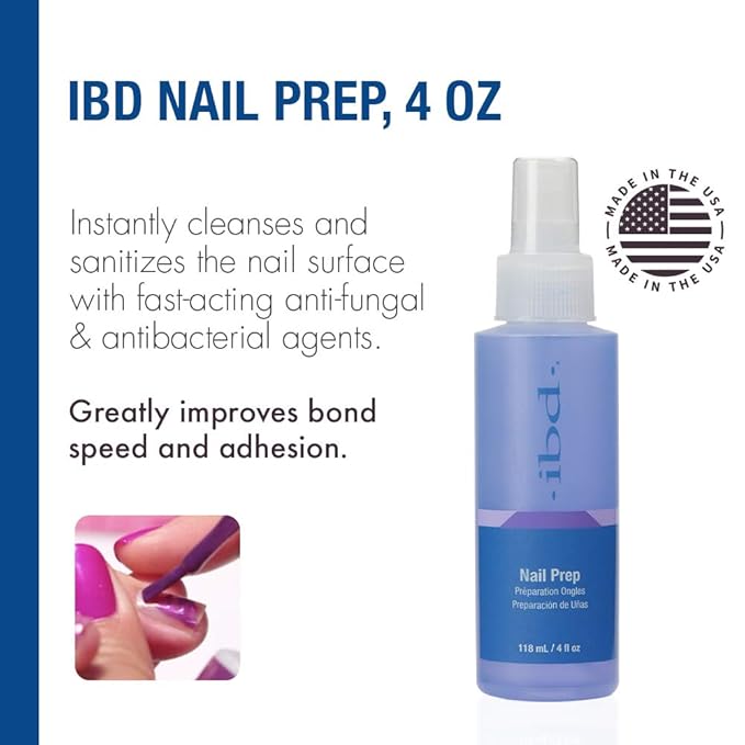 IBD Nail Prep Dehydate Spray – Nail Dehydrator & Cleanser for Acrylic, Gel & Dip Powder, Improves Bond Speed & Adhesion – 4 oz