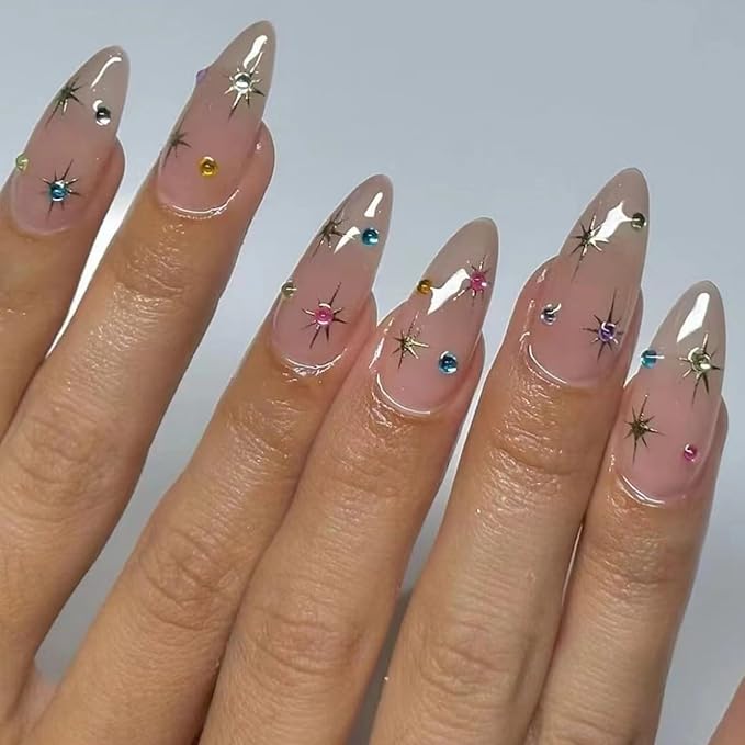 Gold Nail Stickers Star Nail Art Stickers Self Adhesive Nail Decals Rhinestones Nail Art Decals Summer Nail Designs for Women Girls DIY Manicure Accessories