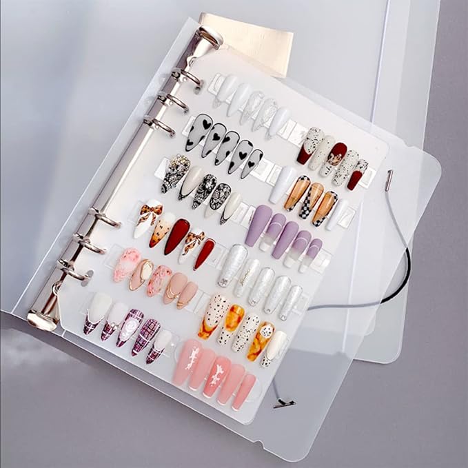 Press On Nail Organizer,Press On Nail Packaging,Removable Loose-Leaf Storage Book for Fake Nail,Nail Display (A5(9.05 * 7.08 * 1.37inch)