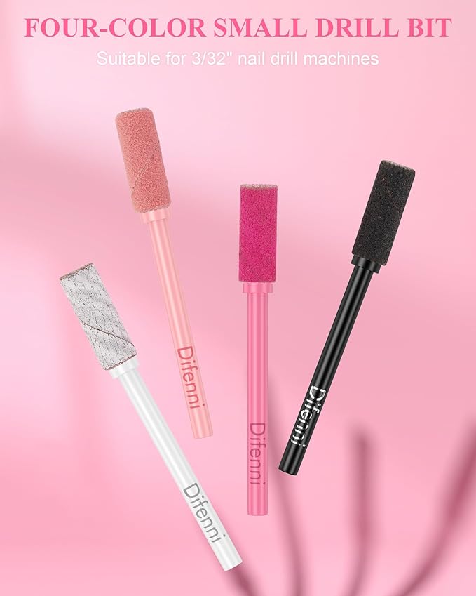 Sanding Bands for Nail Drill 100 Pcs Small Sanding Bands, 240 Extreme Fine Grit with 3.1MM Mandrel Bit for Acrylic Nail Gel Manicure,Rose red 1