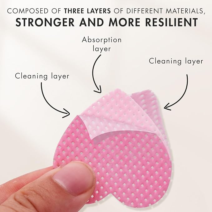 Eyelash Extension Glue Wipes 200 PCS Lint Free Nail Wipes Non-Woven Fabric Lash Glue Nail Polish Remover for Lash Extension Supplies (Pink)