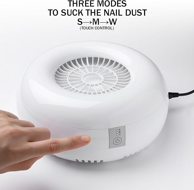 Nail Dust Collector Nail Tech with 2 Reusable Filters Powerful Suction Nail Vacuum Cleaner Fan Dust Collector Professional Electric Extractor Magnetic Cover Low Noise for Acrylic Gel
