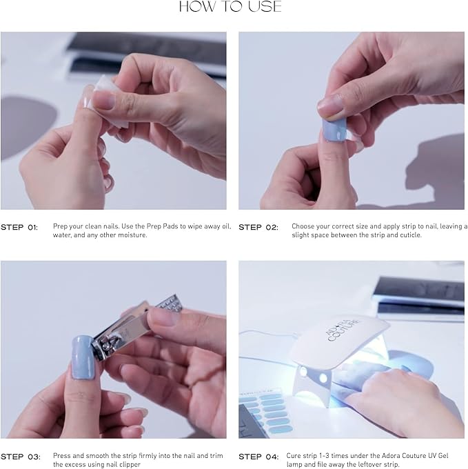 Semi Cured Gel Nail Strips - 32 pcs Gel Pedicure Stickers, Easy to Apply & Remove Toenail Stickers, Salon Quality at Home & Long Lasting - UV Nail Lamp Required - Glitter Haze P