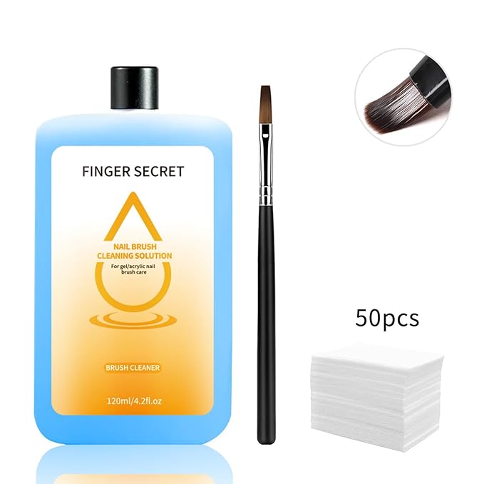 Nail Brush Cleaner Kit - 120ml Professional Nail Art Brush Cleaning Solution. Clean Your Nail Brushes Easily. For Gel and Acrylic Nail Brushes.Ideal for NailS Salon or Home DIY