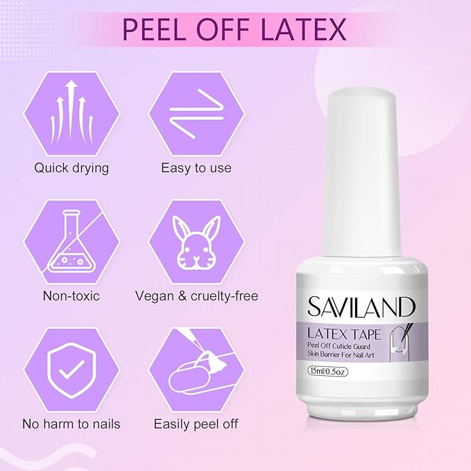 SAVILAND 2PCS Liquid Latex for Nails: 30ML Liquid Latex Peel Off Nail Polish Cuticle Guard for Gel Polish with Tweezers Nails Polish Protector for Fingers Peel Off Tip Tape for Nail Art