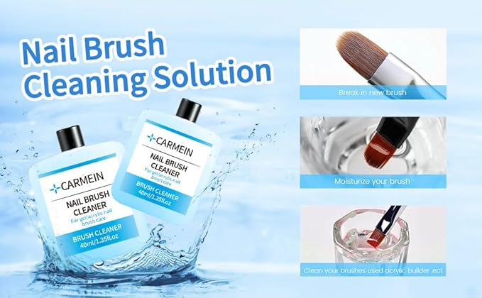 •CARMEIN Gel Nail Polish Remover & Nail Brush Cleaner, Regular Nail Polish Cleaning, Gentle Tool Protection, Manicure-Specific Nail Care 2PCS Set -(Nail Brush Cleaner & Gel Polish Remover)
