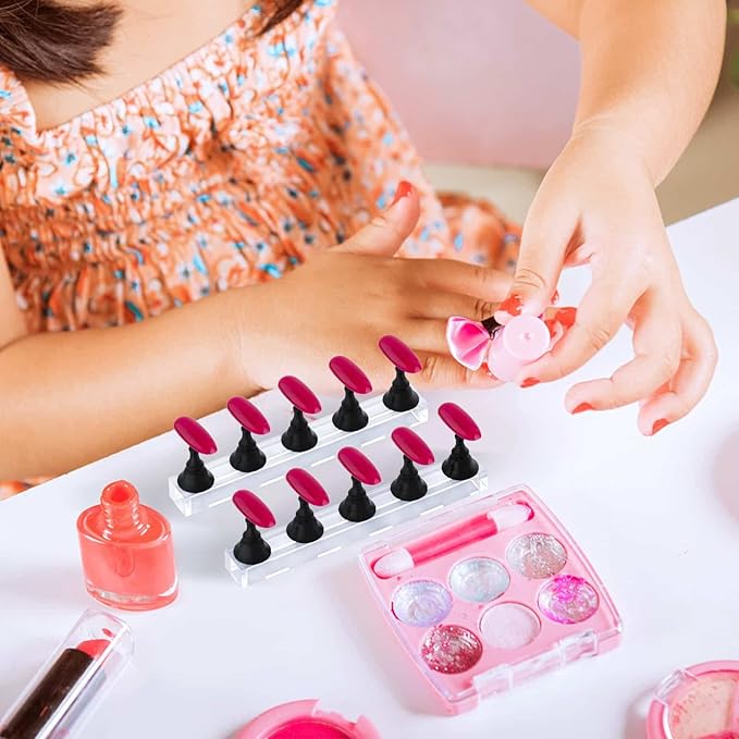 Nail Stand Acrylic Nail Art Display Stand Magnetic Nail Tips Practice Holder 54 Pcs Reusable Adhesive Putty for DIY Painting Nails Stand kit (Black)