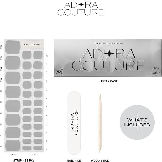 Semi Cured Gel Nail Strips - 32 pcs Gel Pedicure Stickers, Easy to Apply & Remove Toenail Stickers, Salon Quality at Home & Long Lasting - UV Nail Lamp Required - Blue Sky P