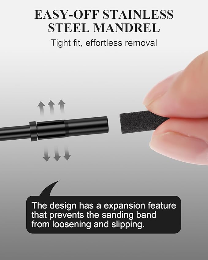 Rolybag 5Pcs Mandrel Nail Drill Bit 3.1mm Mini Mandrel Bit for Nails 3/32" Shanks E-File Nail Drill Bits for Small Sanding Bands Acrylic Gel Nails Manicure and Pedicures (Black)