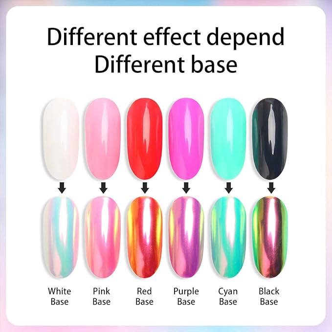 1 Box Holographic Nail Glitter Powder Rainbow Color Neon Effect Nail Art Flakes Decoration Chrome Nail Powder Dust Tip Manicure