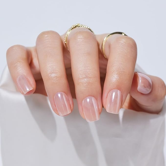 Press On Nails Short Square - Findigit Full Cover Press On Nails, Brown Chrome Nail Tips Glue On Nails, Reusable Stick On Nails in 16 Sizes - 32 Soft Gel Fake