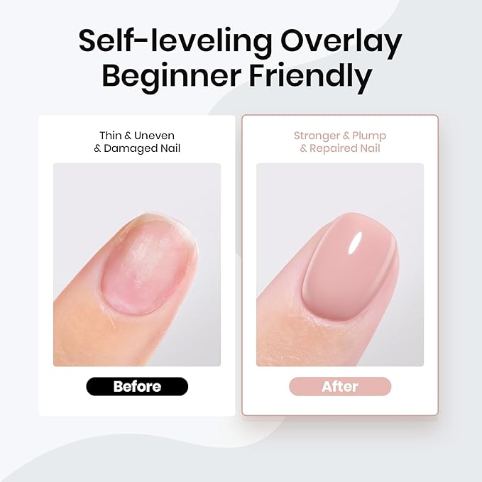 Beetles Rubber Base Gel Nail Polish, 15ml Nude Gel Polish Brownish Pink French Tips Base Color Gel Polish Nail Strengthener DIY at Home