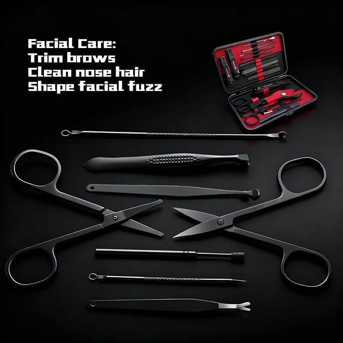 Manicure Set Professional Nail Clipper Kit-18pcs Stainless Steel Manicure&Pedicure Kit,Nail Care Tools Grooming kit with Luxurious Travel Case