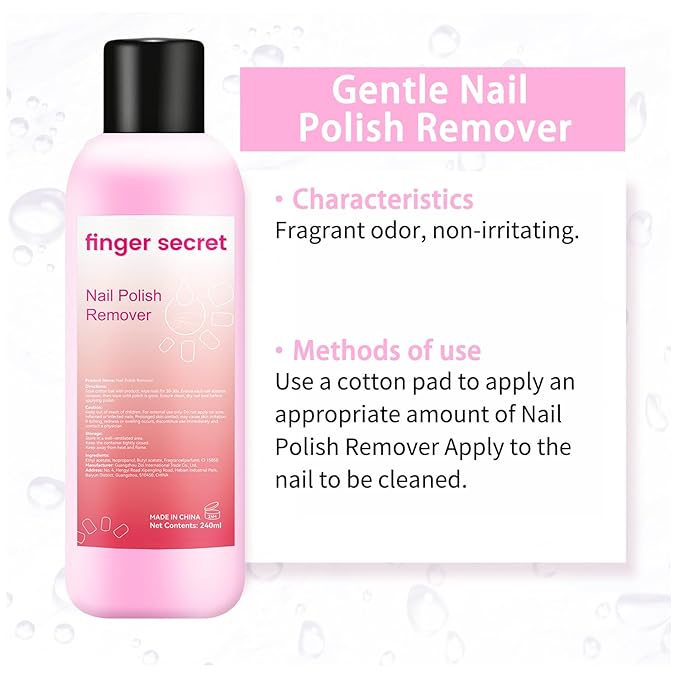 Nail Polish Remover, finger secret Nail Remover Polish 240ml,Gel Nail Remover Polish,Professional Gel Polish Remover for Nails Quickly & Easily & Effectively Remove Gel Polish