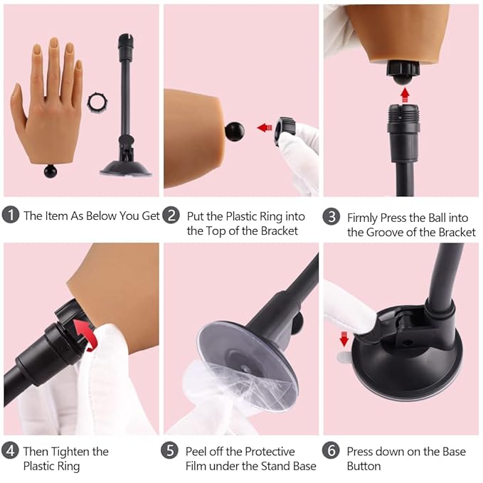 Practice Hand for Acrylic Nails with Stand Bracket, Silicone Fake Hands to Practice Fake Nails Mannequin Hand for Nails Practice and Nail Art Single Right Hand Color 3#