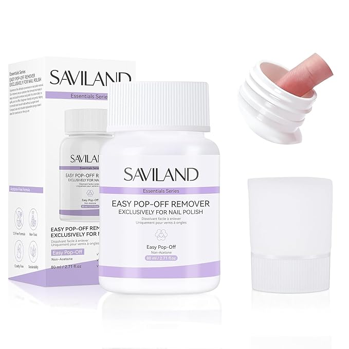 SAVILAND Nail Glue Remover: 80 ML Press On Nail Remover with Sponge Zero Friction Stick On Nails Glue Easy to Use Nail Glue Remover for Press On Nails Controllable Dosage Fake Nail Remover for Home