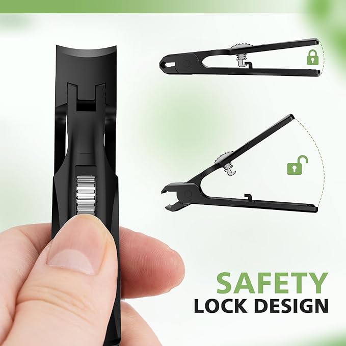 BALUCA Heavy Duty Toenail Clippers for Men & Seniors - Ultra Sharp Wide Jaw Nail Clipper for Thick & Ingrown Toenails, Long Handle Toe Nail Clipper for Seniors, Anti-Splash Design & Safety Lock