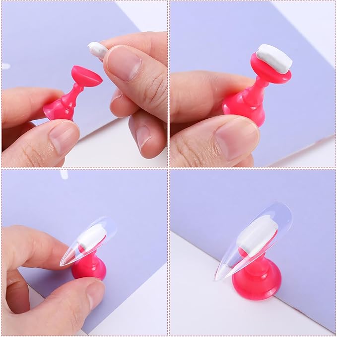 Etercycle Acrylic Nail Display Stand DIY Nail Crystal Holder Magnetic Practice Stands with Reusable Adhesive Putty Clay for False Nail Tip Manicure Tool(Rose pink)